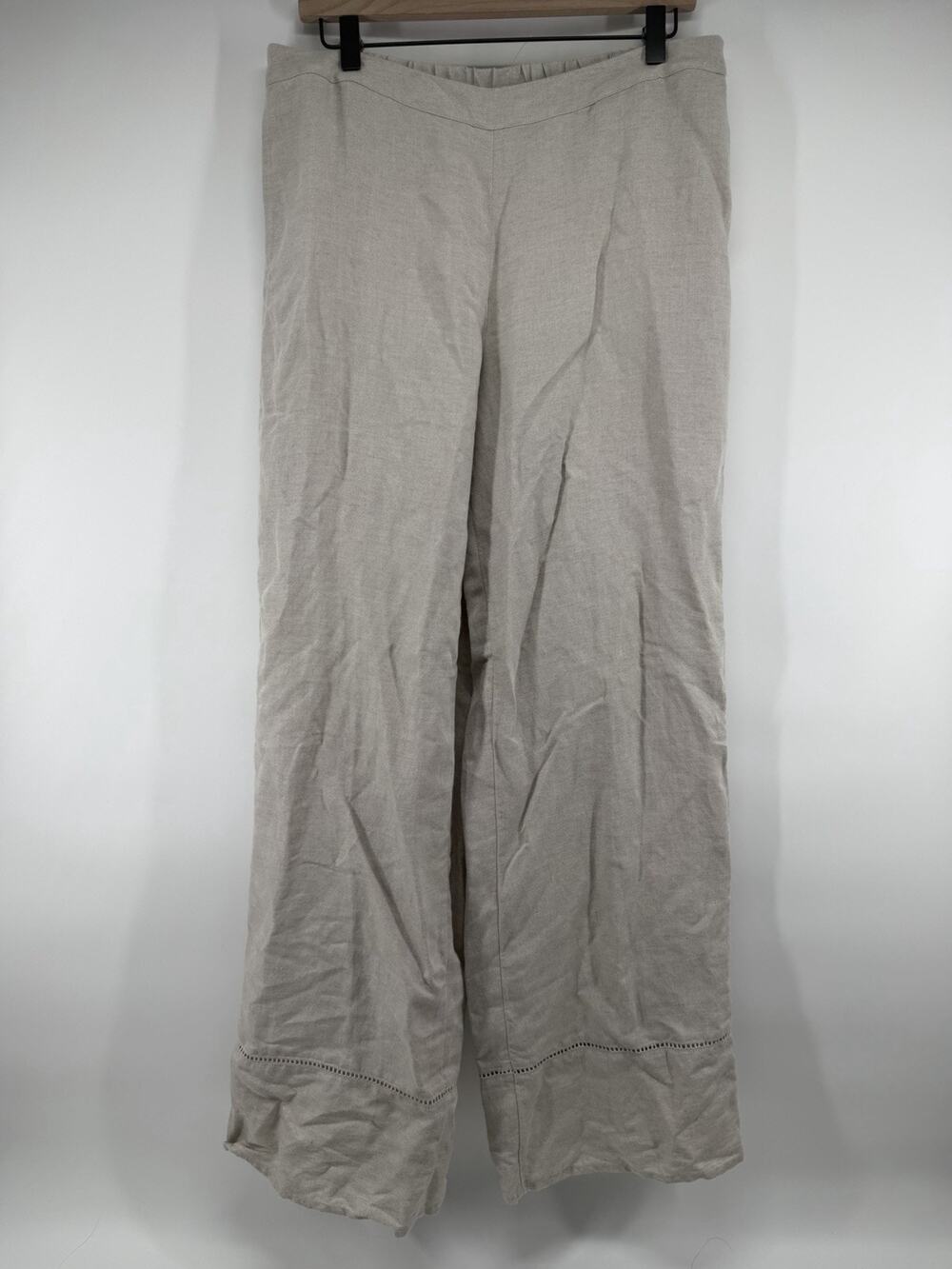 Pure Jill Linen-Blend Wide-Leg Pants Beige Medium 100% Linen NWOT